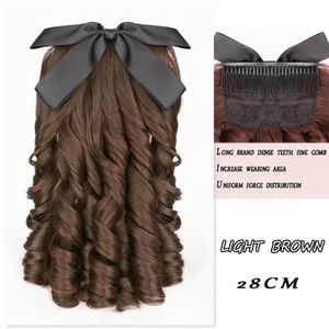 Synthetic Curly Ponytail Comb Clip Hair Extension Ringlet Hairpiece Dark Brown